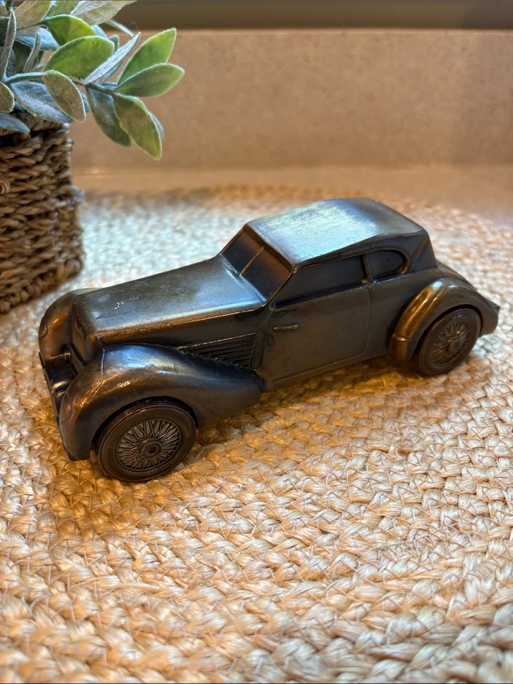 Vintage 1974 Cast Metal Car Automobile Coin Bank